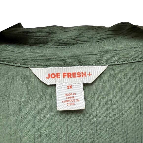 JOE FRESH Womens Top Plus Size 3X Green Boho Blouse Rayon Short Sleeve Flowy - Picture 5 of 7